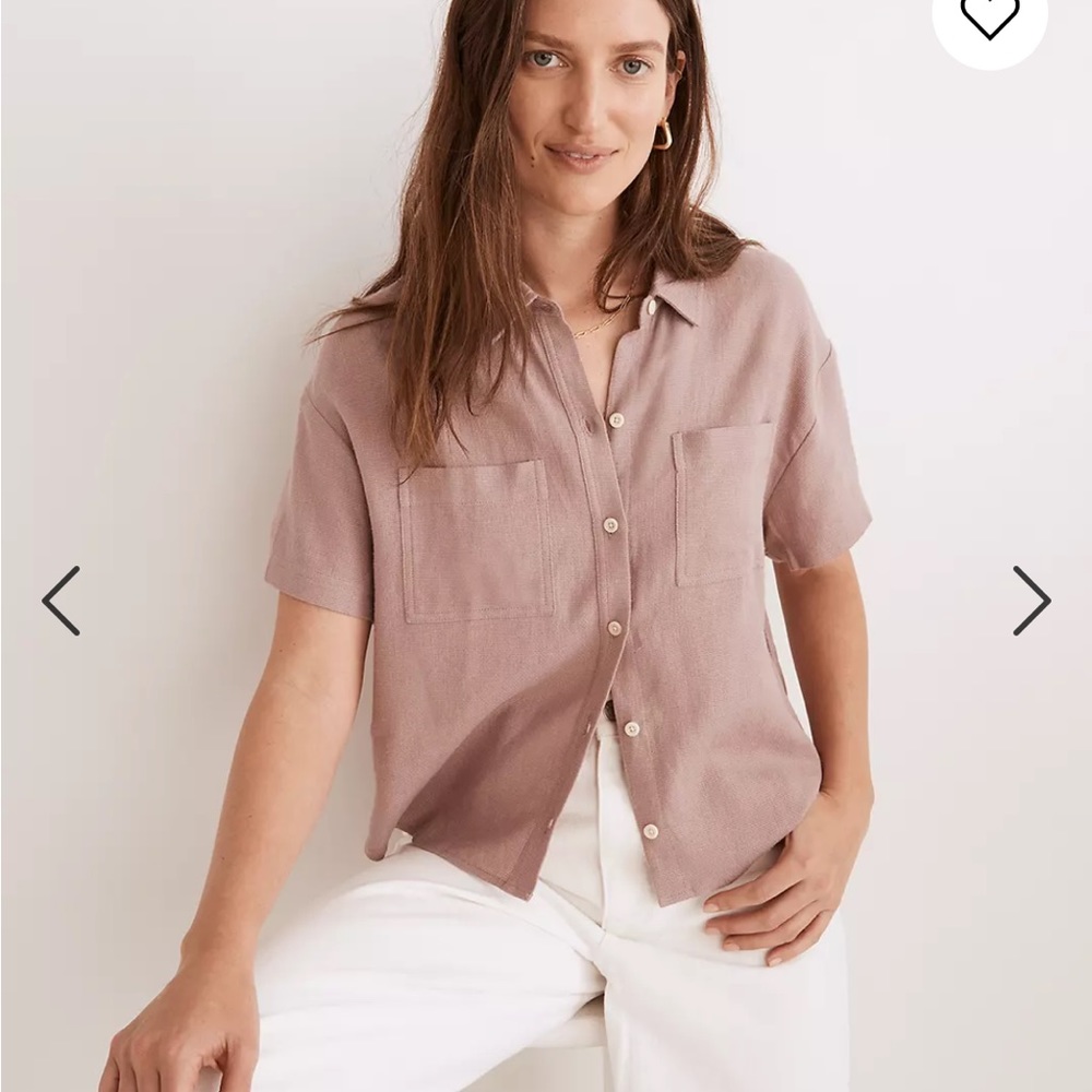 Small Madewell Breezewoven Beachside Shirttail Top- Mauve